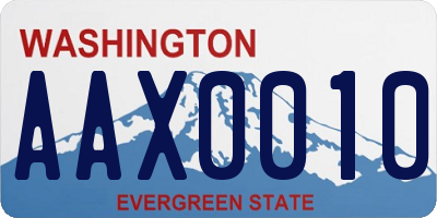 WA license plate AAX0010