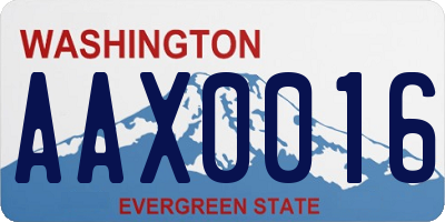 WA license plate AAX0016