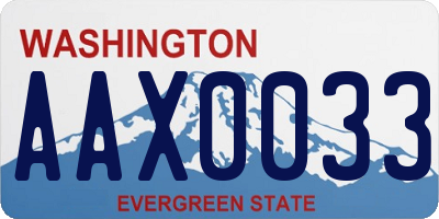 WA license plate AAX0033