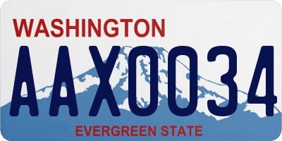 WA license plate AAX0034