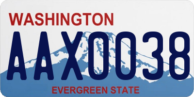 WA license plate AAX0038