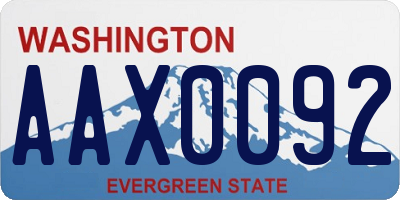 WA license plate AAX0092