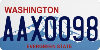WA license plate AAX0098