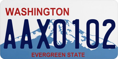 WA license plate AAX0102