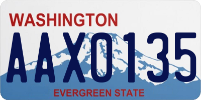 WA license plate AAX0135