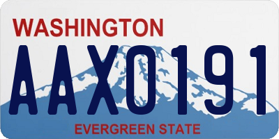WA license plate AAX0191