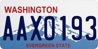 WA license plate AAX0193