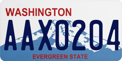 WA license plate AAX0204