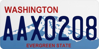 WA license plate AAX0208