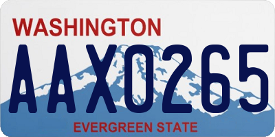 WA license plate AAX0265