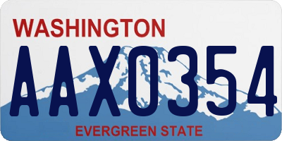 WA license plate AAX0354