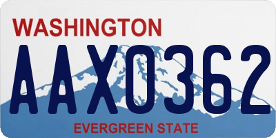 WA license plate AAX0362