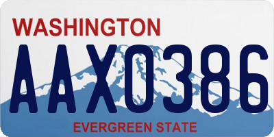 WA license plate AAX0386