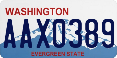 WA license plate AAX0389