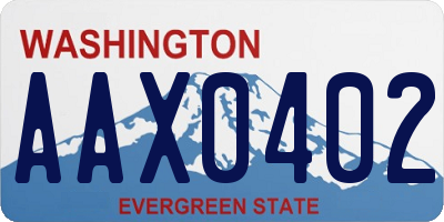 WA license plate AAX0402