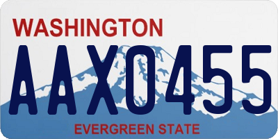 WA license plate AAX0455