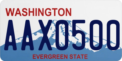 WA license plate AAX0500
