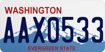 WA license plate AAX0533