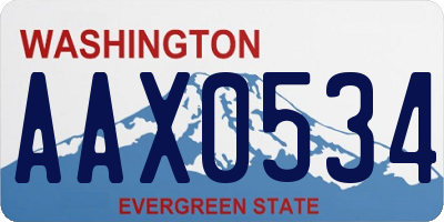 WA license plate AAX0534