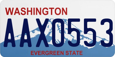 WA license plate AAX0553