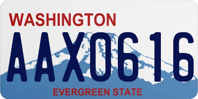 WA license plate AAX0616