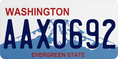 WA license plate AAX0692