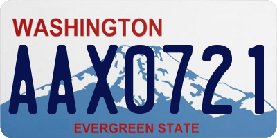 WA license plate AAX0721