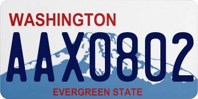 WA license plate AAX0802