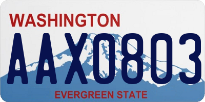 WA license plate AAX0803