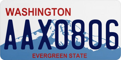WA license plate AAX0806