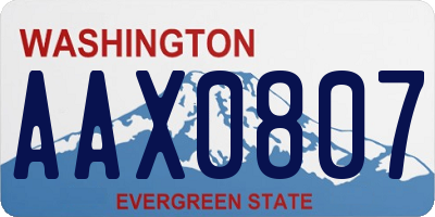 WA license plate AAX0807