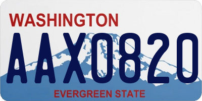 WA license plate AAX0820