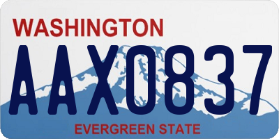 WA license plate AAX0837