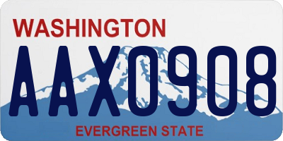 WA license plate AAX0908
