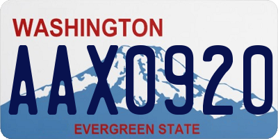 WA license plate AAX0920