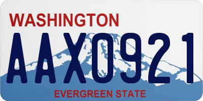 WA license plate AAX0921