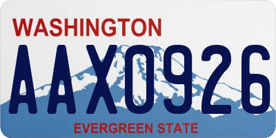 WA license plate AAX0926