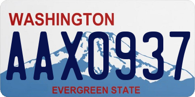 WA license plate AAX0937
