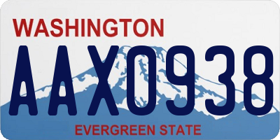 WA license plate AAX0938