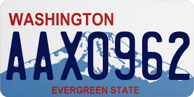 WA license plate AAX0962