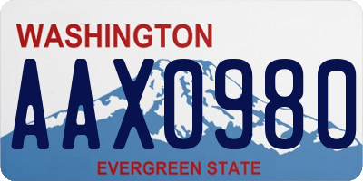 WA license plate AAX0980