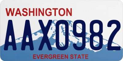 WA license plate AAX0982