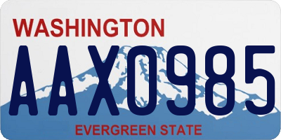 WA license plate AAX0985