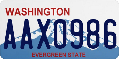 WA license plate AAX0986