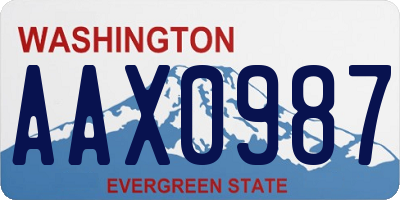 WA license plate AAX0987