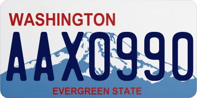 WA license plate AAX0990