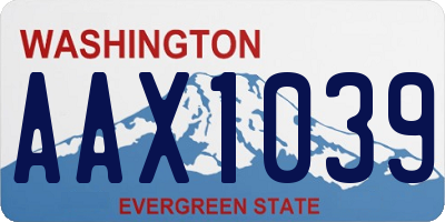 WA license plate AAX1039