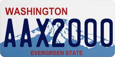 WA license plate AAX2000