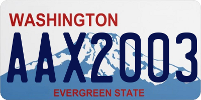 WA license plate AAX2003