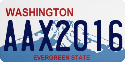 WA license plate AAX2016
